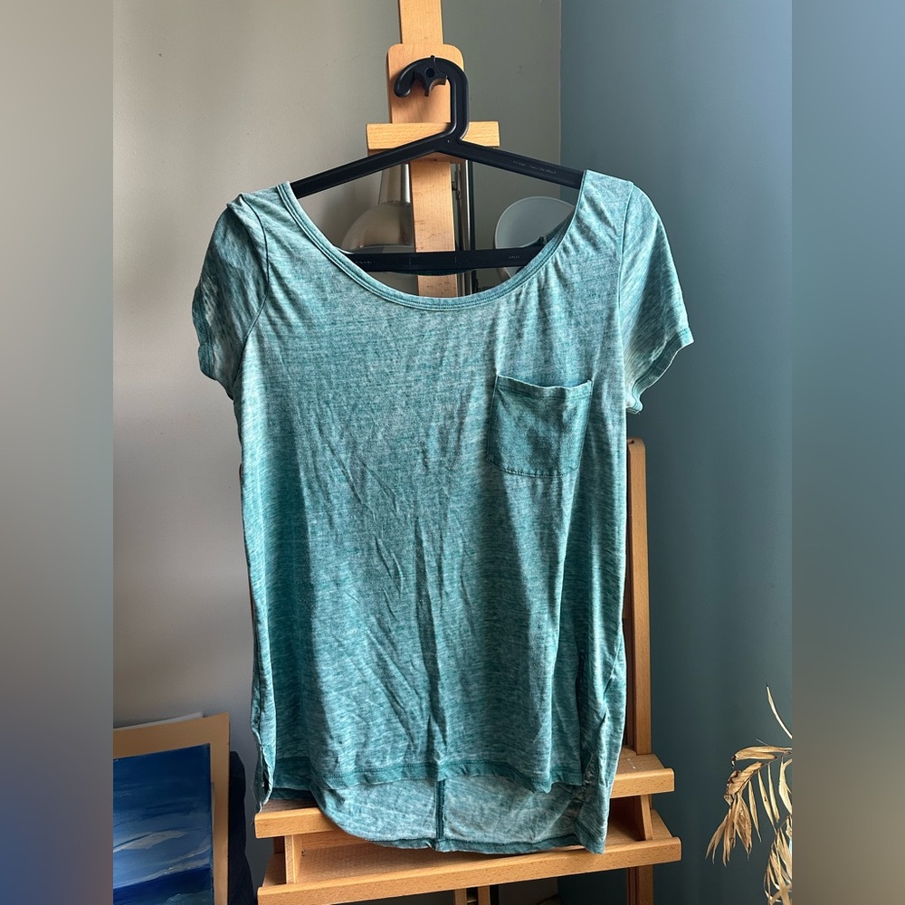 American Eagle Open Back Teal T-Shirt, Excellent Condition, Size M